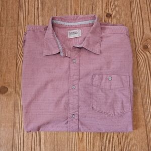 Mens 3X Free Planet Pink Button Up Short Sleeve Shirt